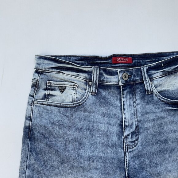 Guess Men's Slim Denim Shorts Super Stretch Blue Dye Wash Size 36 - Picture 3 of 5